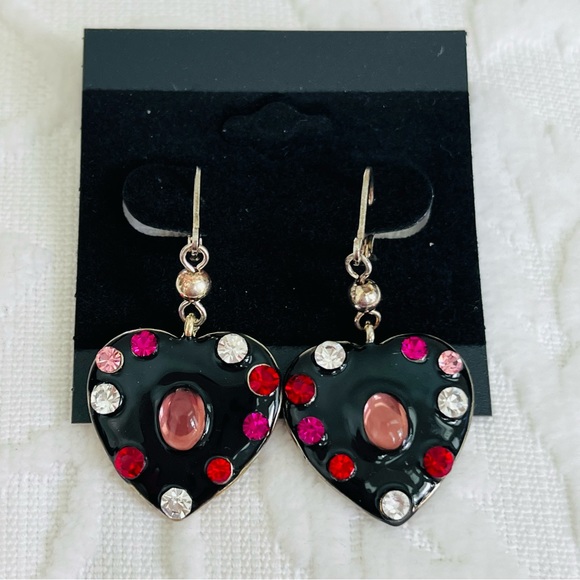 Betsey Johnson Jewelry - Betsey Johnson Black Heart Crystal Earrings